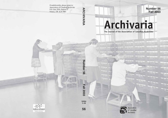 Archivaria 56 front cover