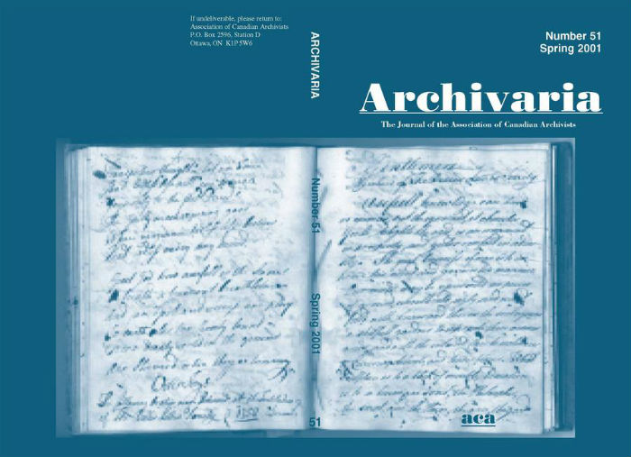 Archivaria 51 front cover