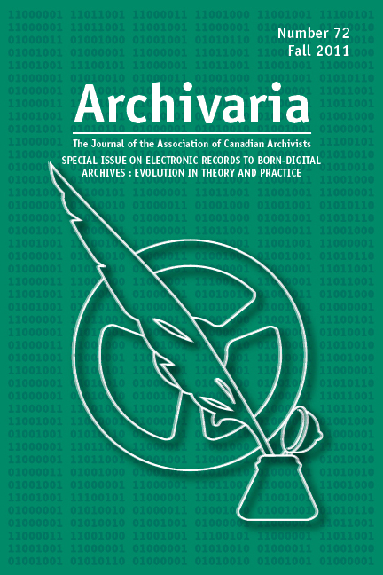 Archivaria 72 cover