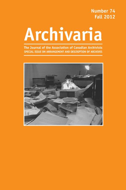 Archivaria 74 cover
